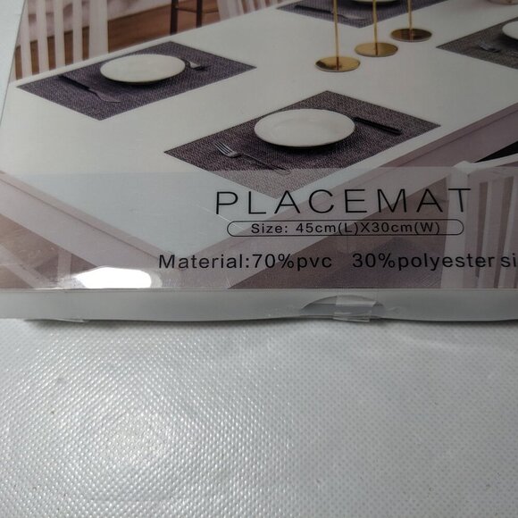 NEW- Set of 6 Placemats PVC & Polyester Silk Place Mats for Dining Table Silver - Picture 2 of 3